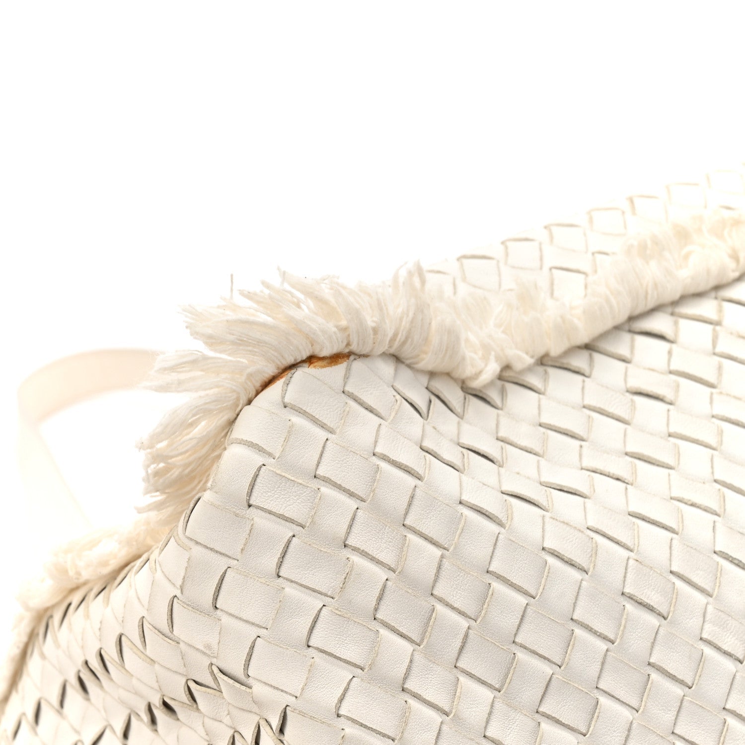 Nappa Intrecciato Canvas Fringe Maltinto Tote White
