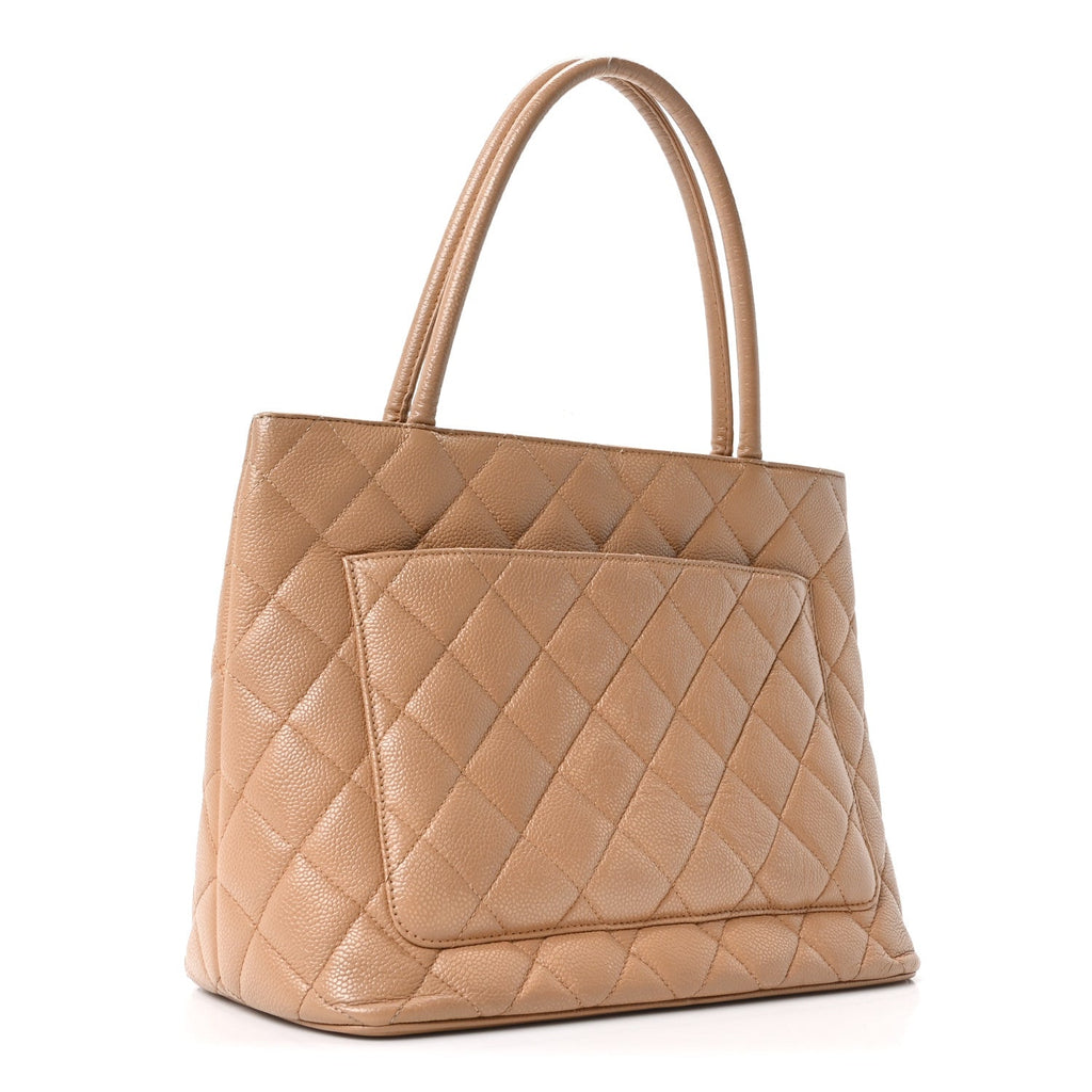 Caviar Quilted Medallion Tote Beige