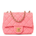 Lambskin Quilted Mini Pearl Crush Flap Pink