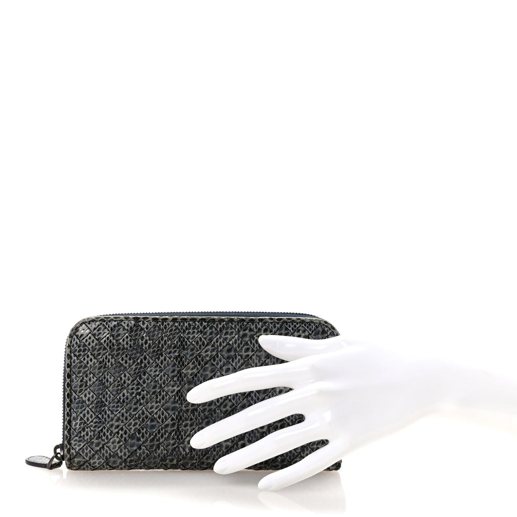 Ayers Intrecciato Ayers Zip Around Wallet Blue