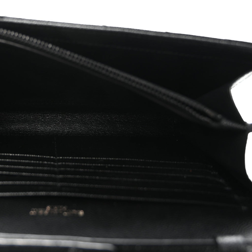 Grain De Poudre Matelasse Chevron Monogram Monochrome Chain Wallet Black