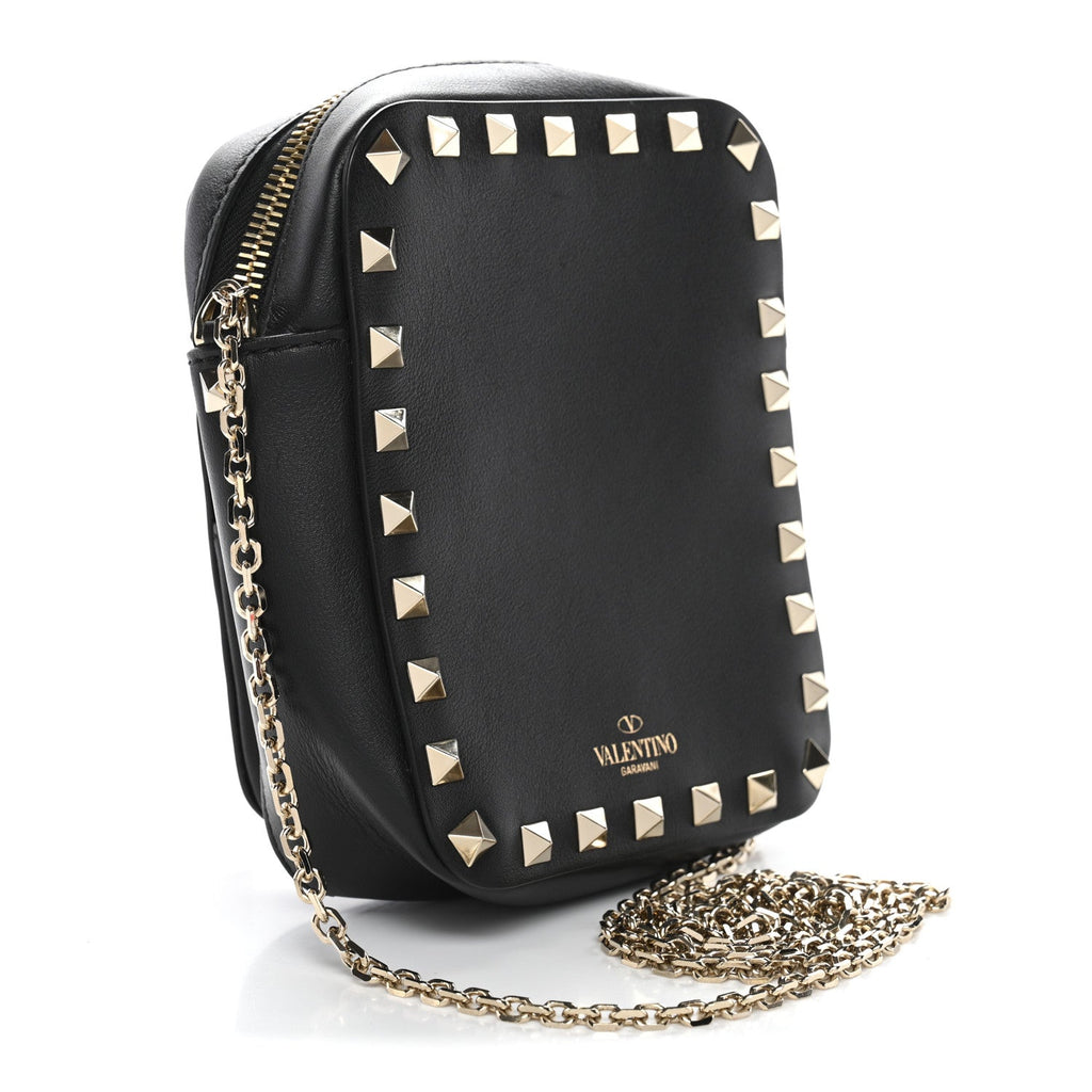 Calfskin Rockstud Crossbody Black