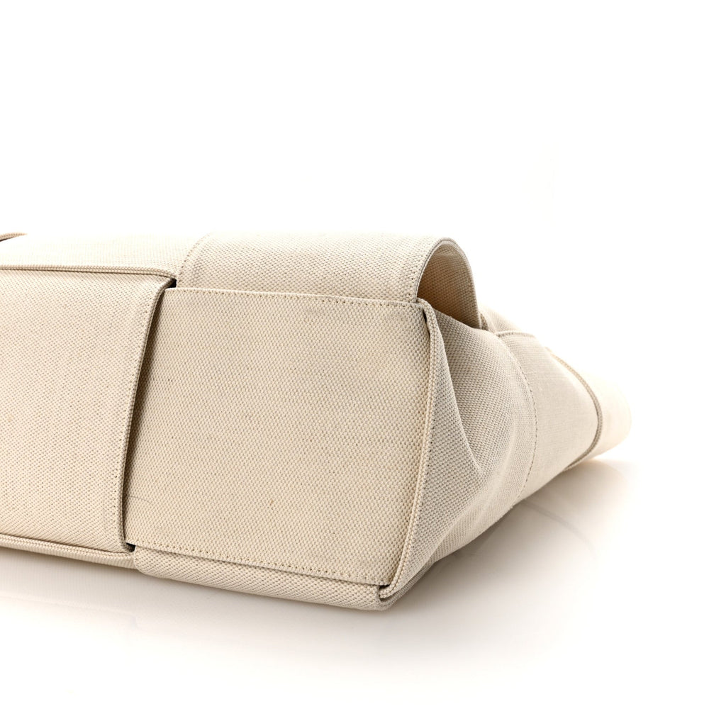 Canvas Maxi Intrecciato Large Arco Tote Beige Black