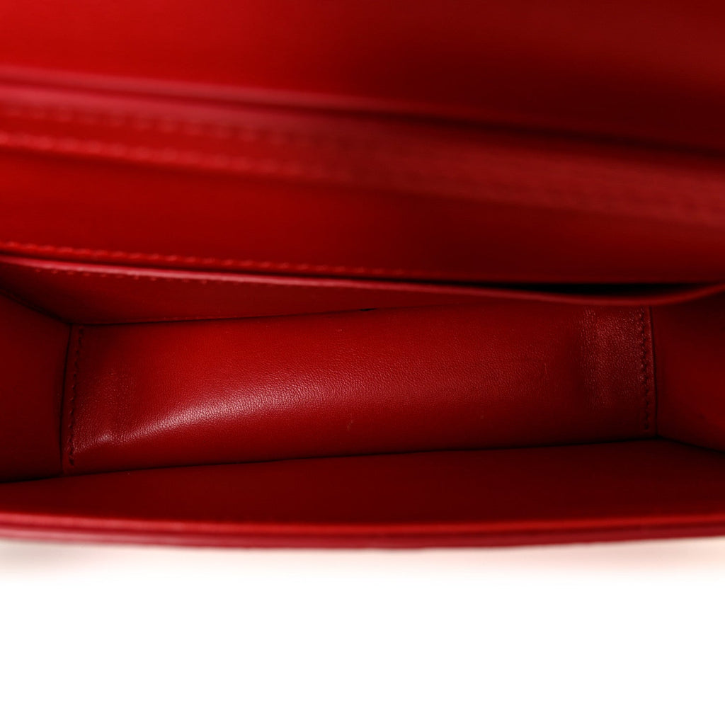 Calfskin Enamel Vlogo Small Loco Shoulder Bag Rouge Pur