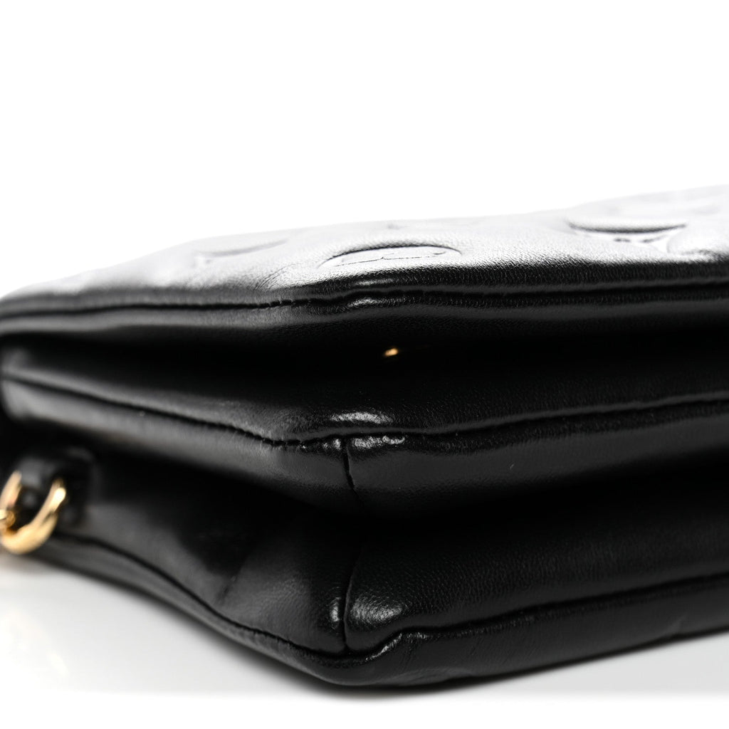 Lambskin Embossed Monogram Pochette Coussin Black