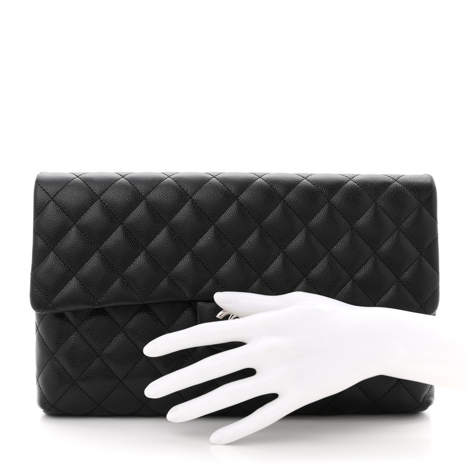 Caviar Quilted Flap Clutch Black