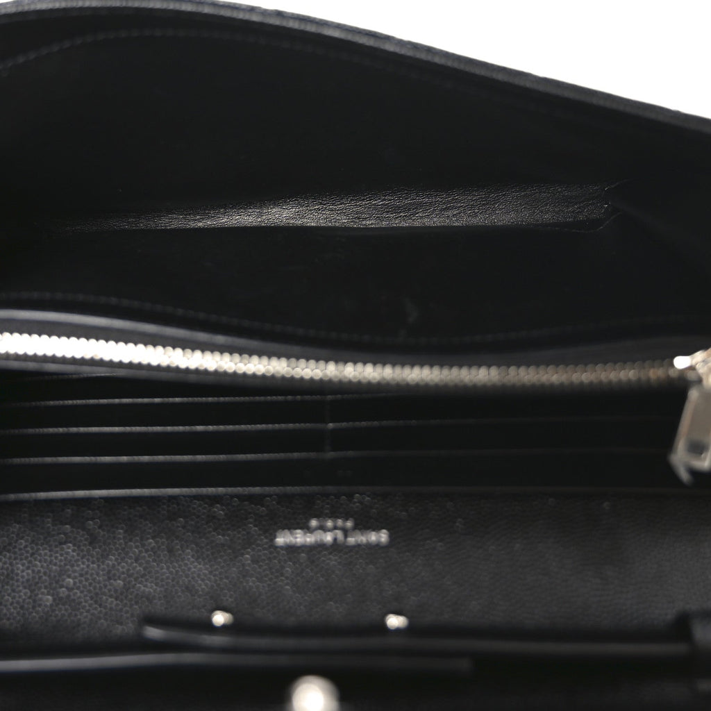 Grain De Poudre Mixed Matelasse Triquilt Monogram Chain Wallet Black