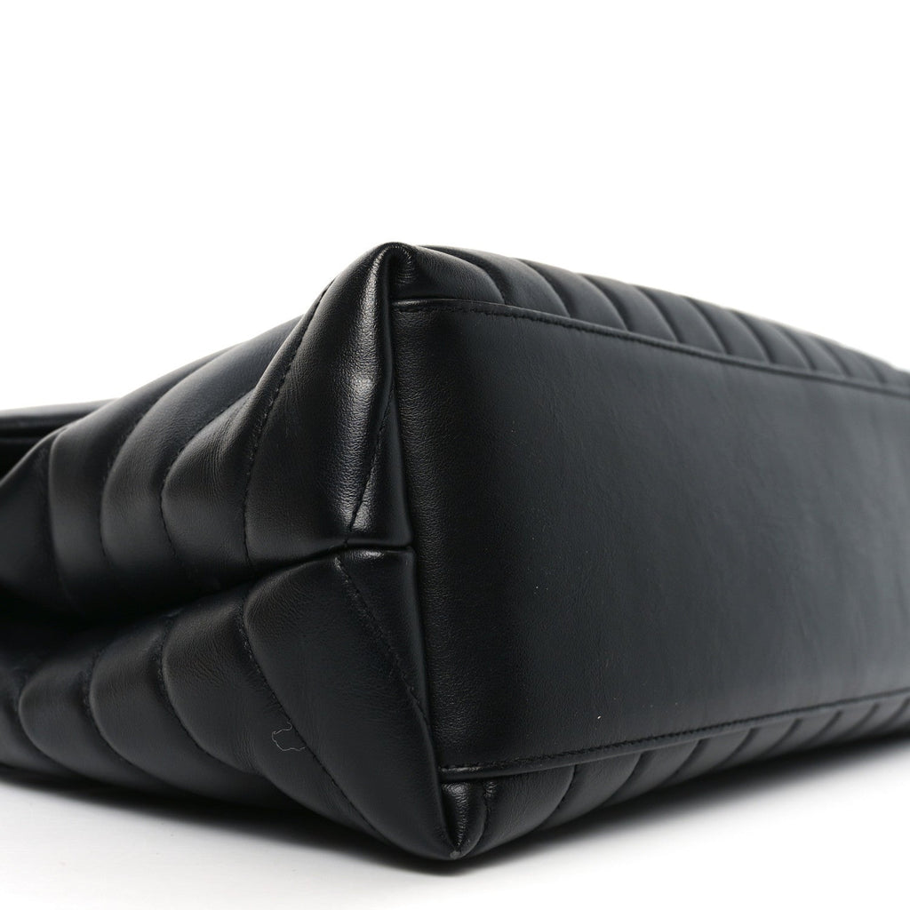Calfskin Y Quilted Monogram Medium Loulou Chain Satchel Black