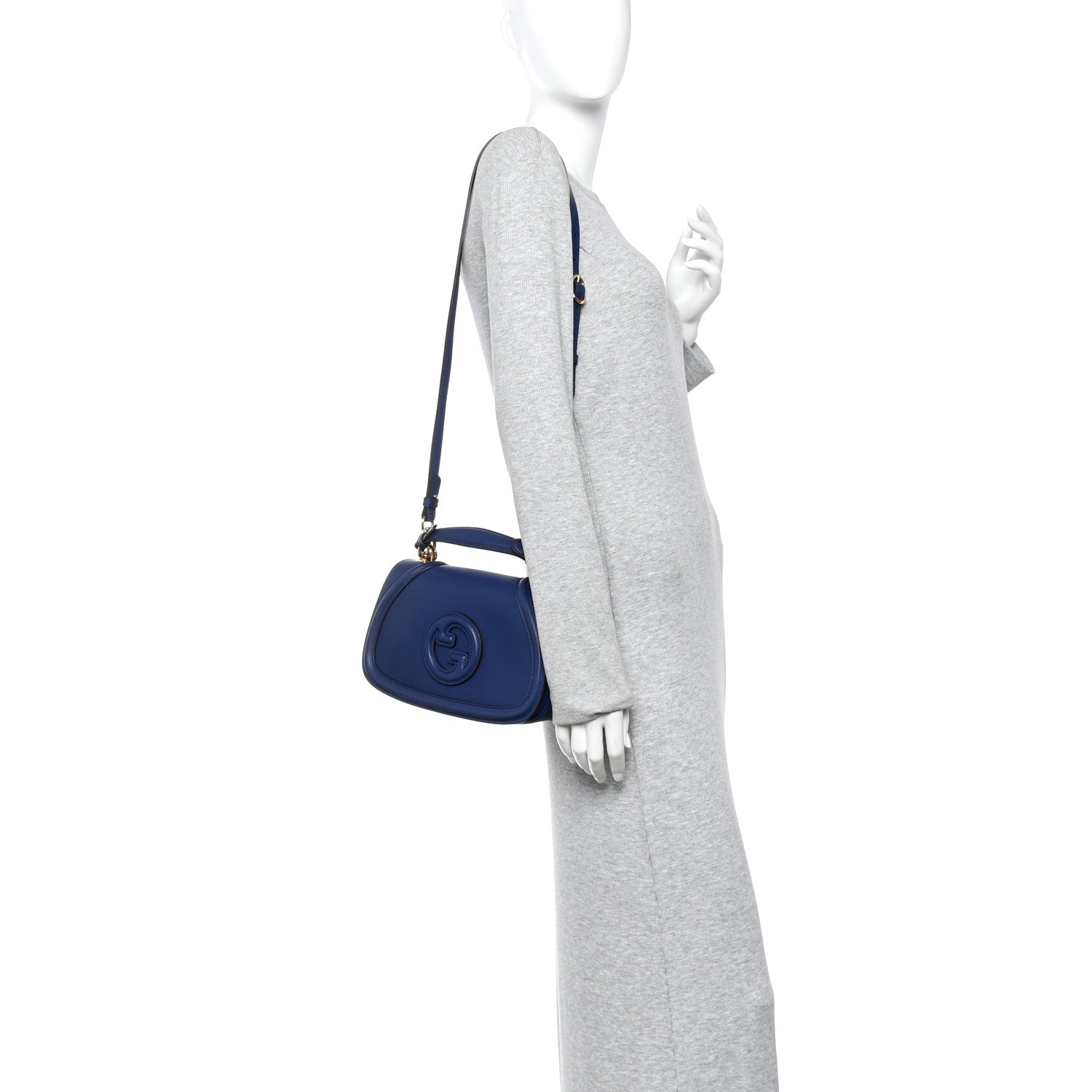 Roxy Calfskin Medium Blondie Top Handle Bag Blue Agata
