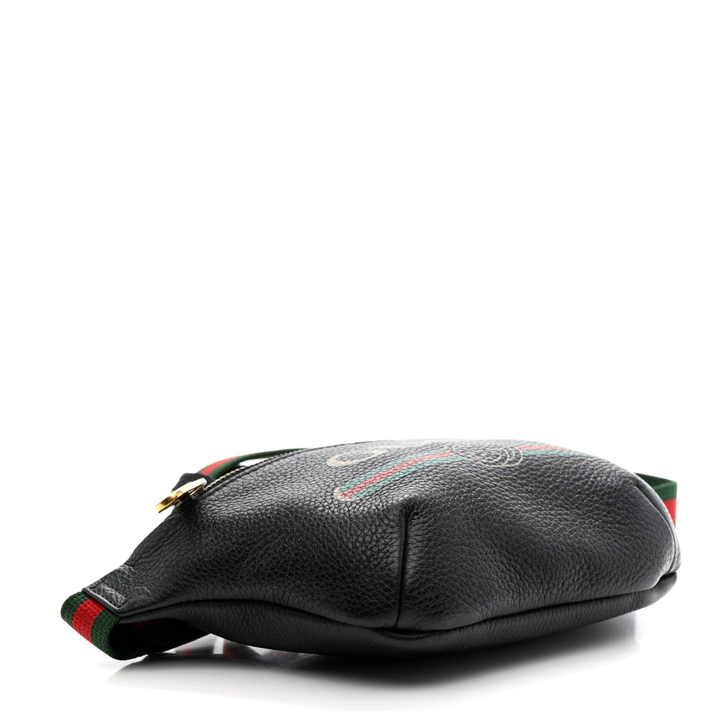 Grained Calfskin Small Logo Belt Bag Black