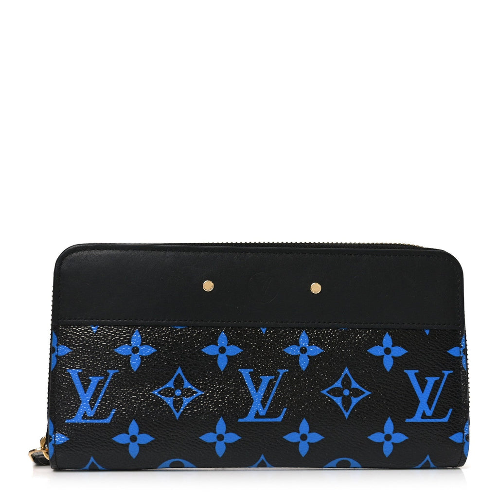 Calfskin Colored Monogram Zippy Wallet Blue Black