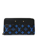 Calfskin Colored Monogram Zippy Wallet Blue Black
