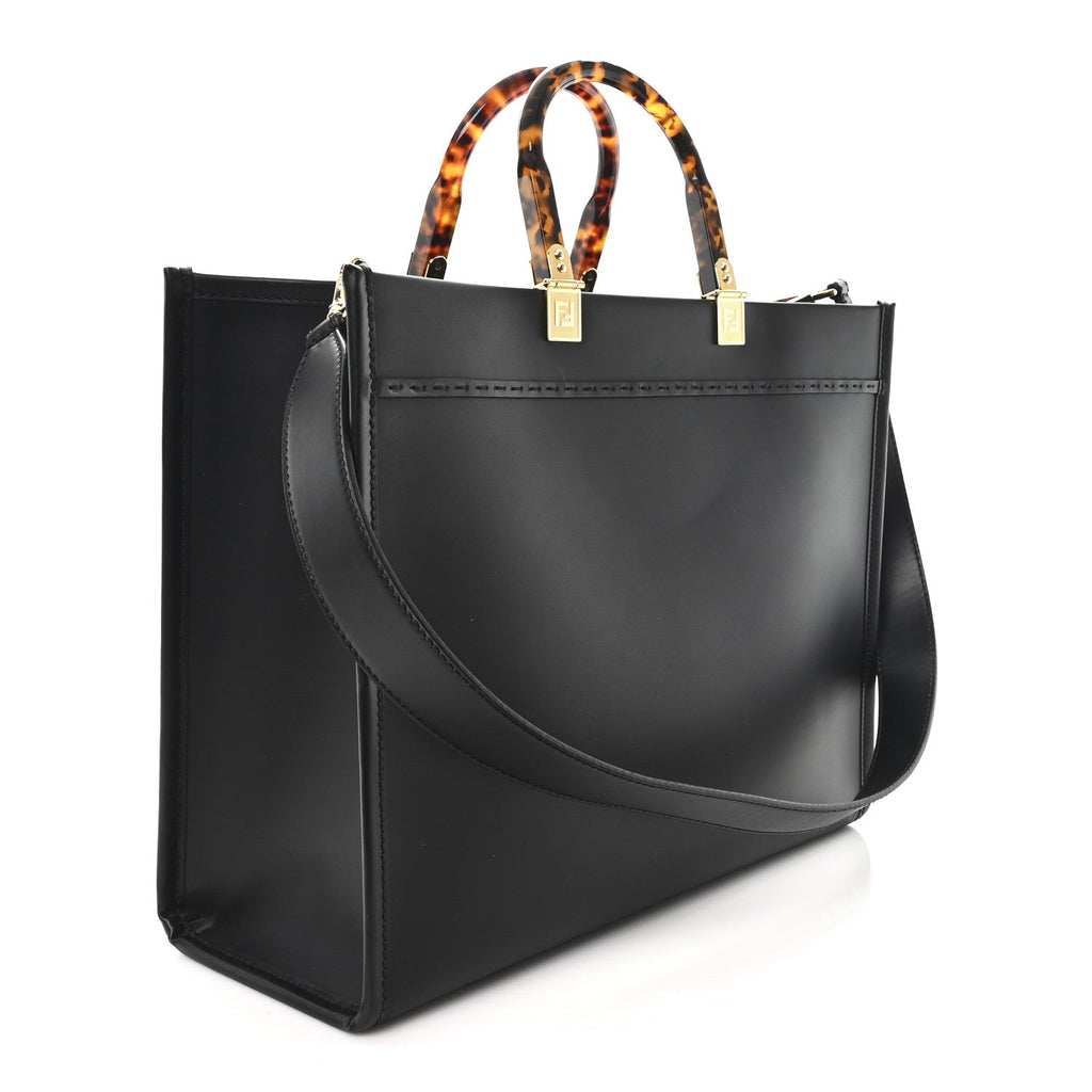 Vitello King Plexiglass Medium Fendi Sunshine Shopper Tote Black