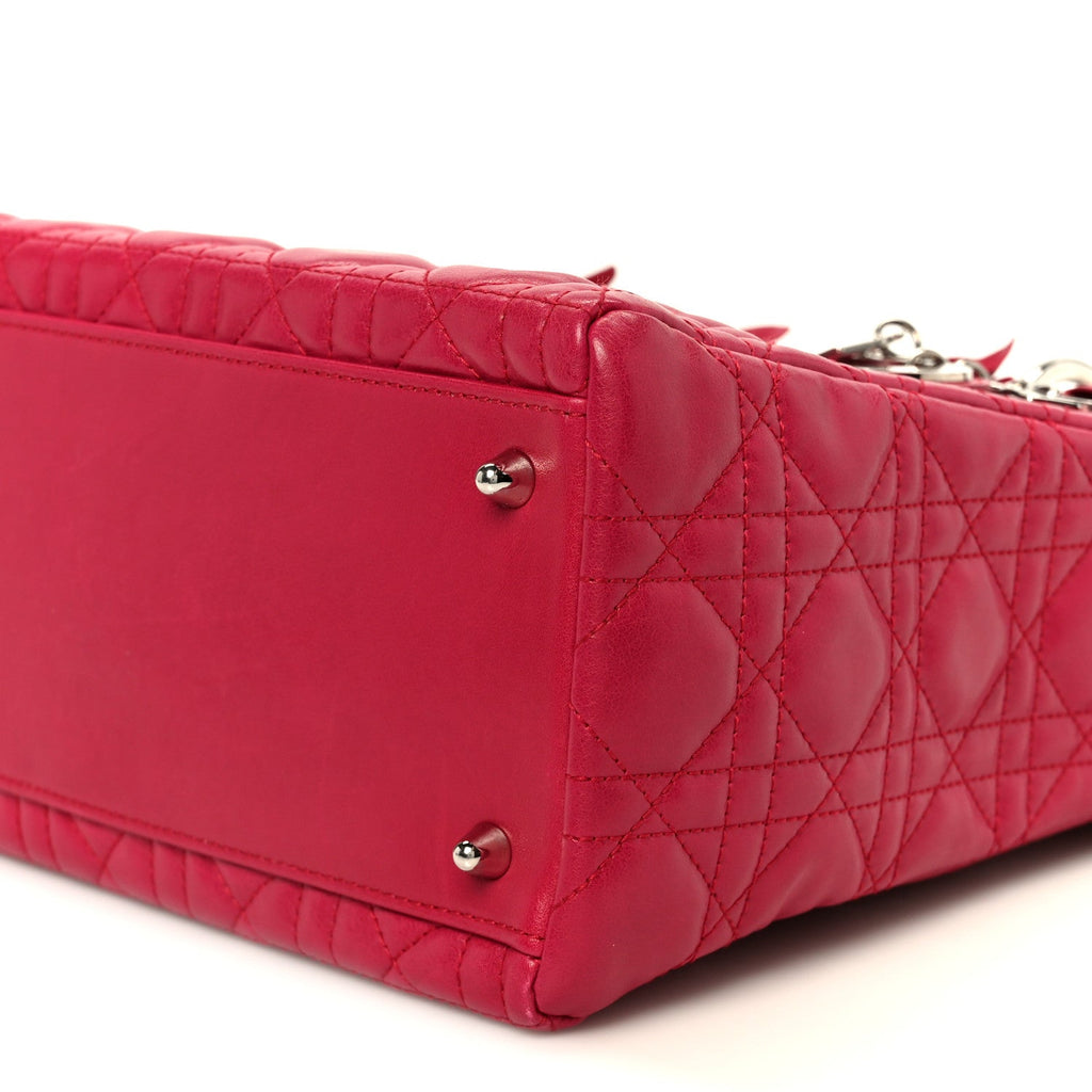 Lambskin Cannage Bow Medium Lady Dior Fuchsia