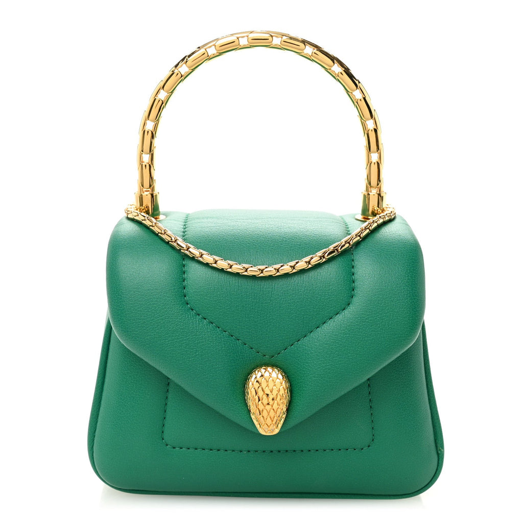 Calfskin Micro Serpenti Reverse Top Handle Emerald Green