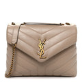 Calfskin Y Quilted Monogram Small Loulou Chain Satchel Dark Beige