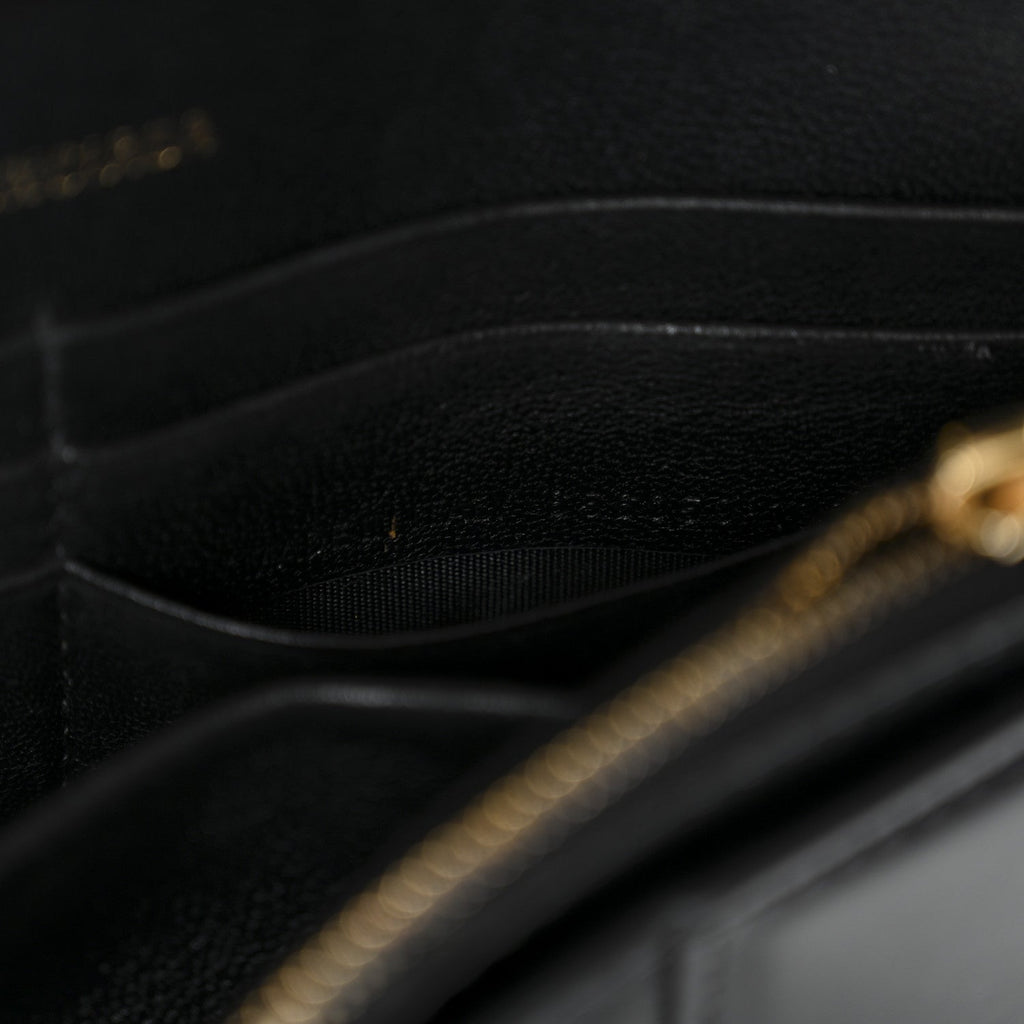 Shiny Box Calfskin Hourglass Chain Bag Black