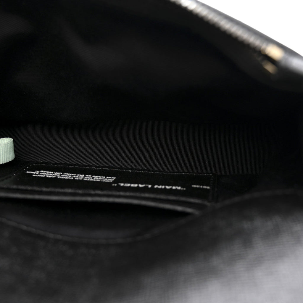 Saffiano Striped Mini Diag Binder Clip Bag Black White