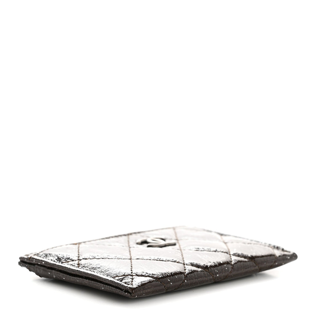 Distressed Patent Quilted  Holder Dark Brown