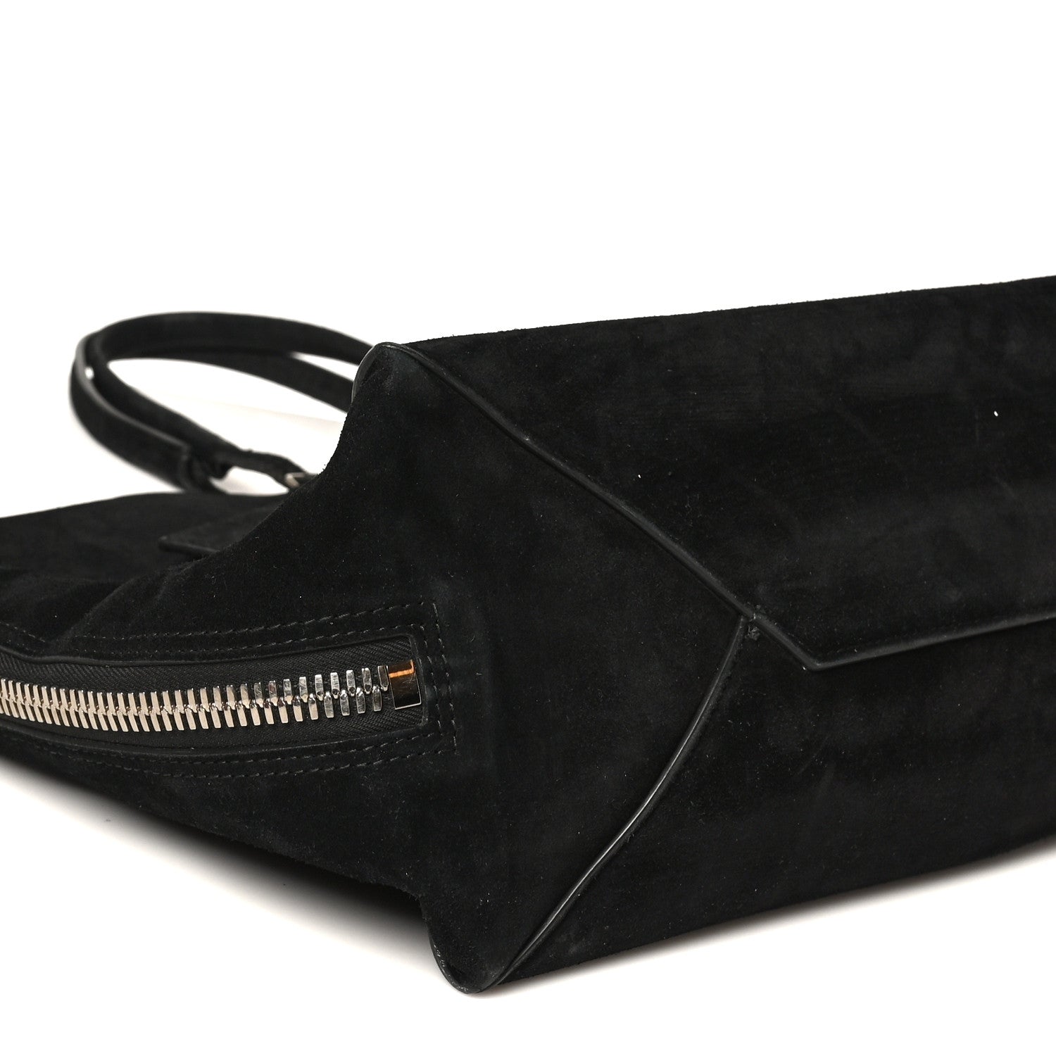 Daim Suede Plate Hardware Papier A6 Zip Around Tote Black