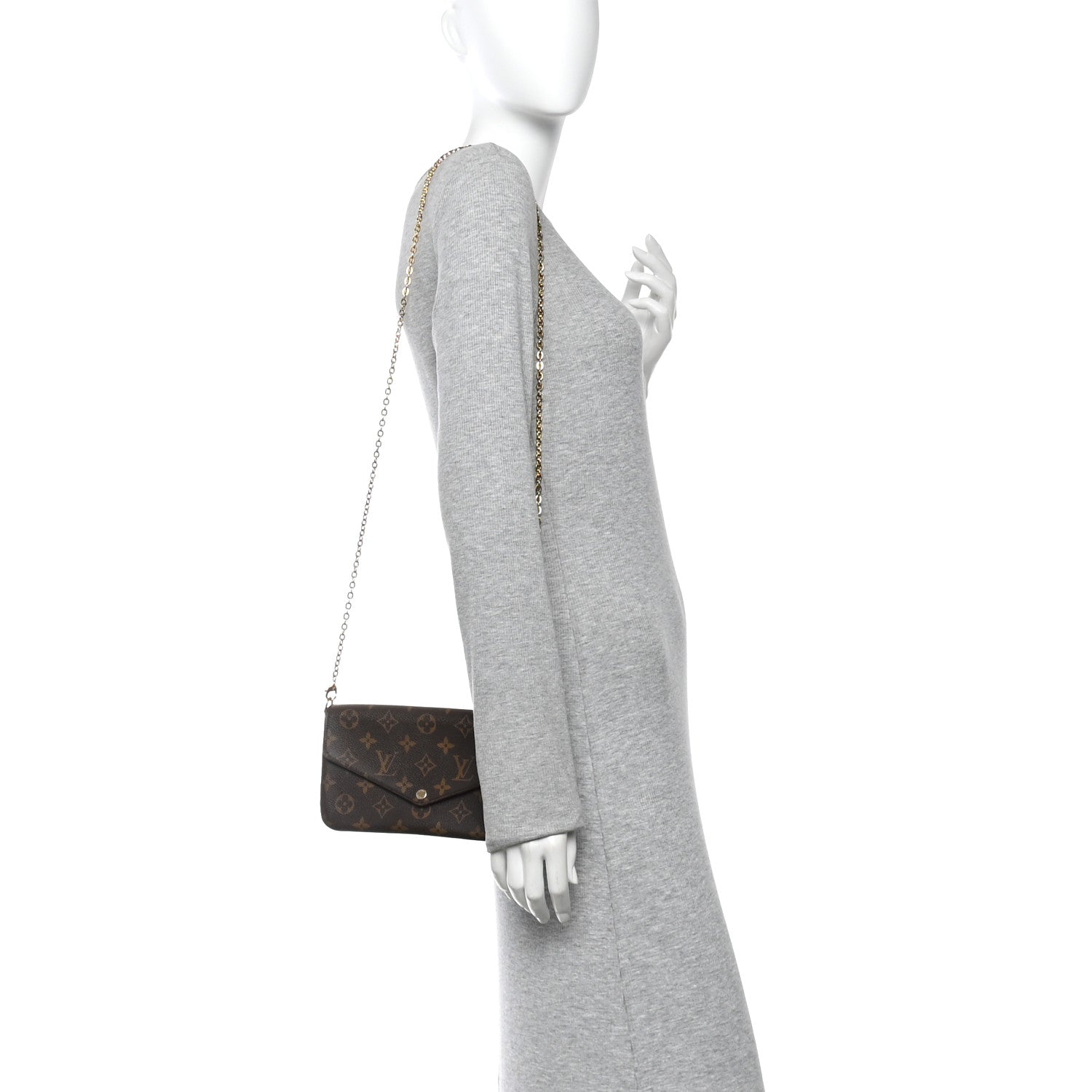 Monogram Pochette Felicie Chain Wallet Fuchsia