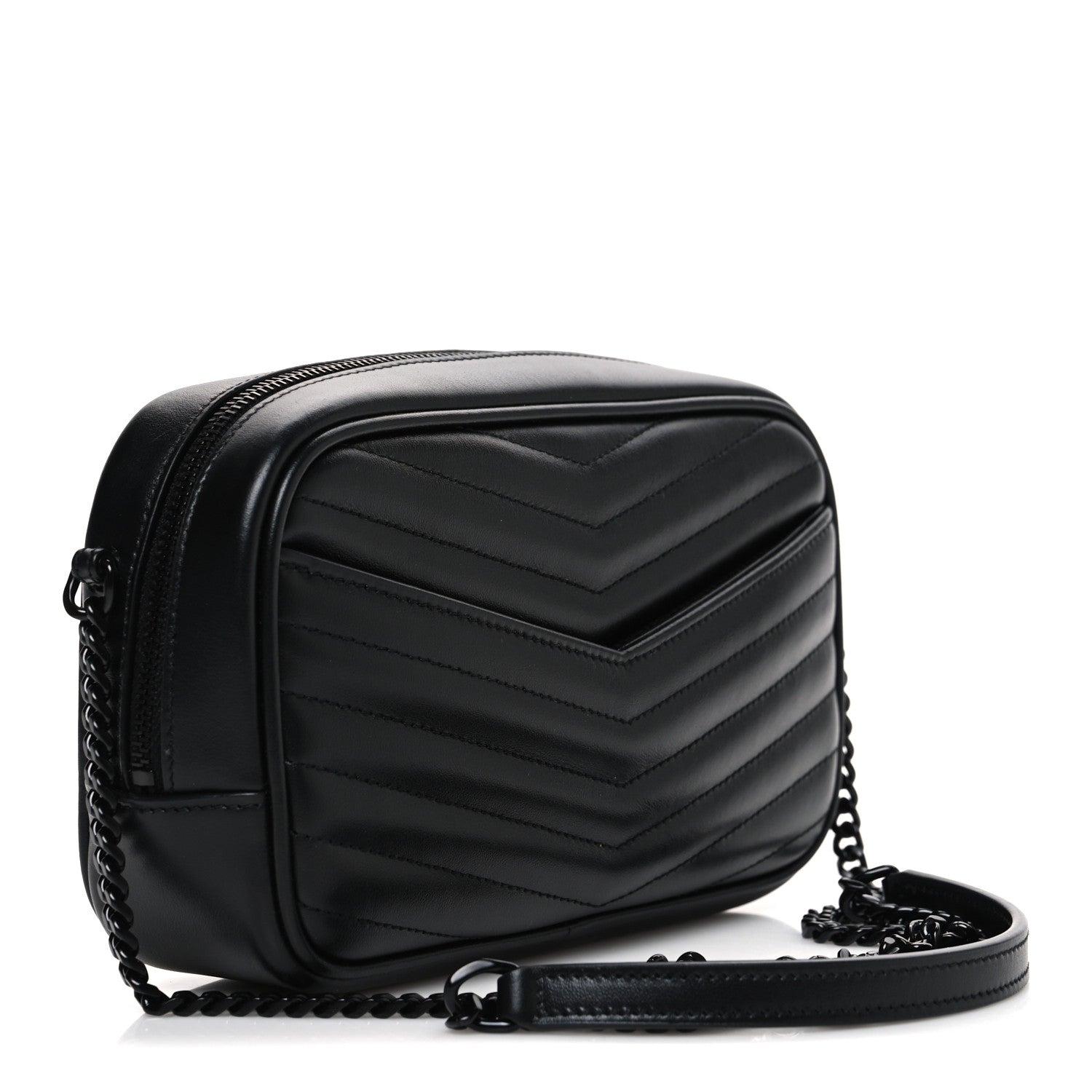 Calfskin Matelasse Monochrome Monogram Mini Lou Camera Bag Black