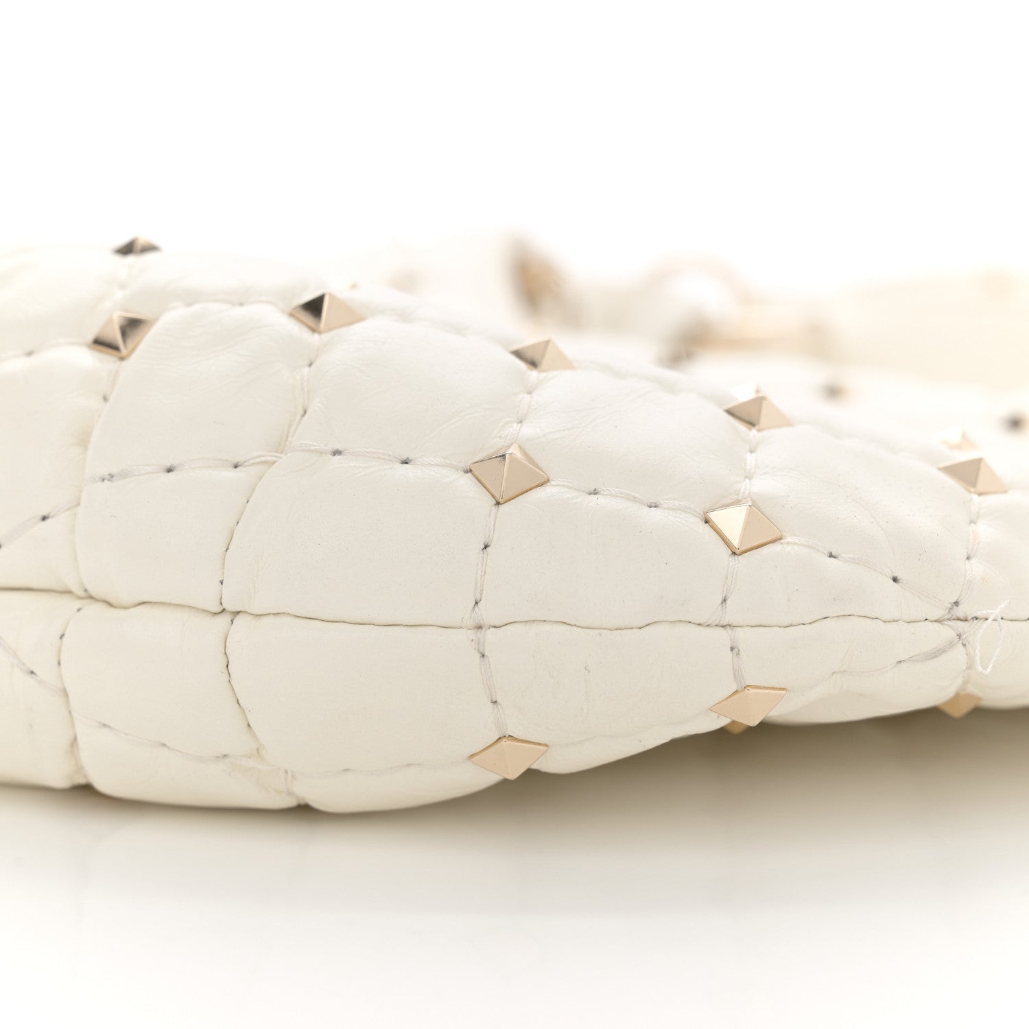 Nappa Small Rockstud Spike Hobo Ivory
