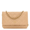 Caviar Quilted Wallet On Chain WOC Beige