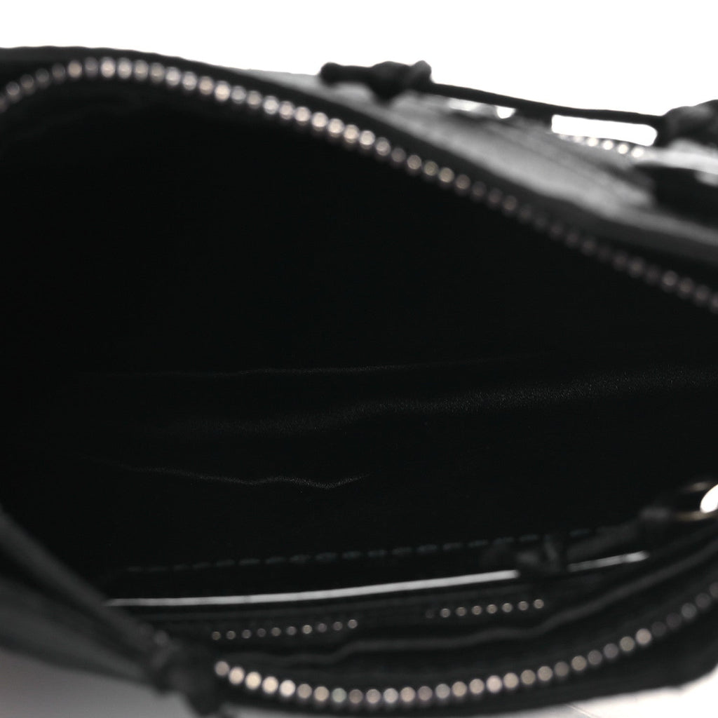 Satin Enamel Classique Chain Shoulder Bag Black
