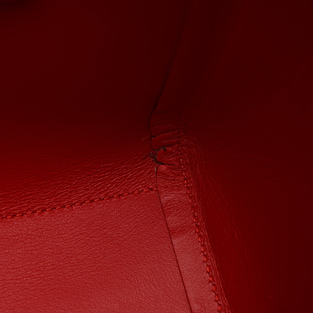 Patent Calfskin Spikes Mini East West Cabata Tote Red