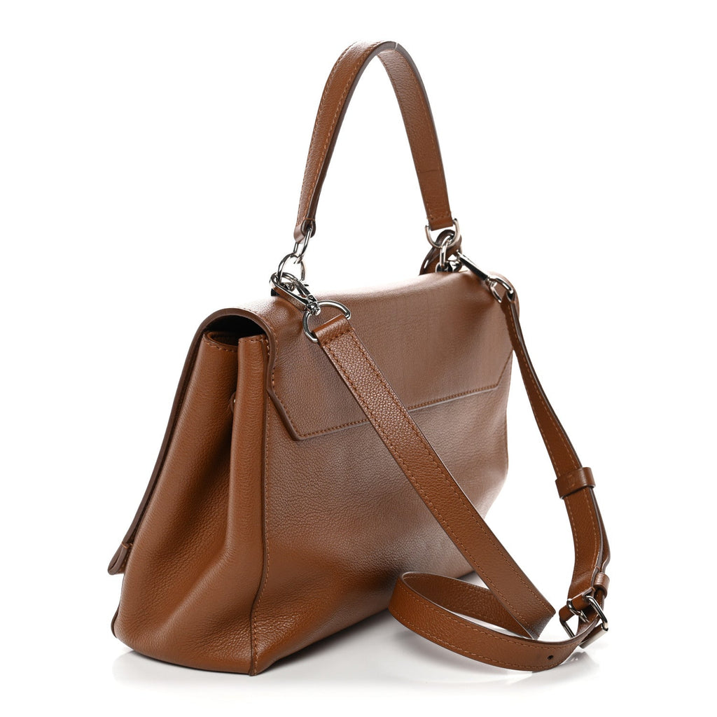 Soft Calfskin Lockme II Top Handle Cognac