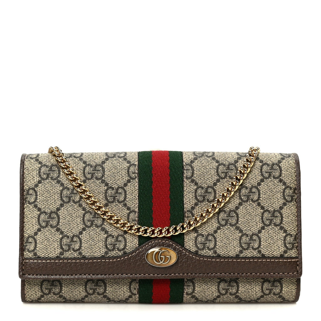 GG Supreme Monogram Web Ophidia Wallet On Chain Brown