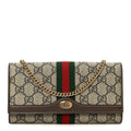 GG Supreme Monogram Web Ophidia Wallet On Chain Brown