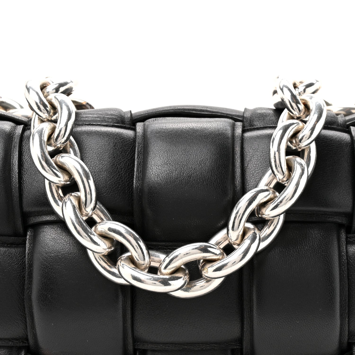 Lambskin Maxi Intreccio Padded Chain Cassette Crossbody Bag Black
