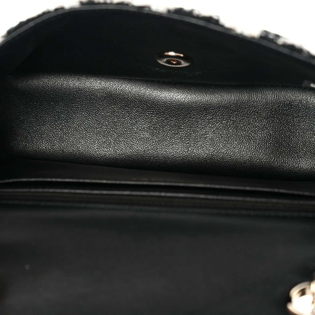 Tweed Quilted Mini Rectangular Flap Black Ecru White