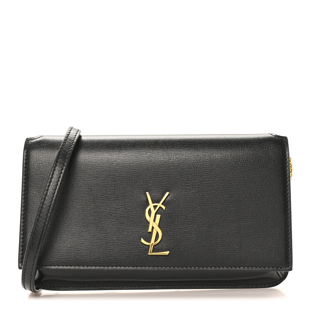 Grained Calfskin Monogram Phone Holder Crossbody Black