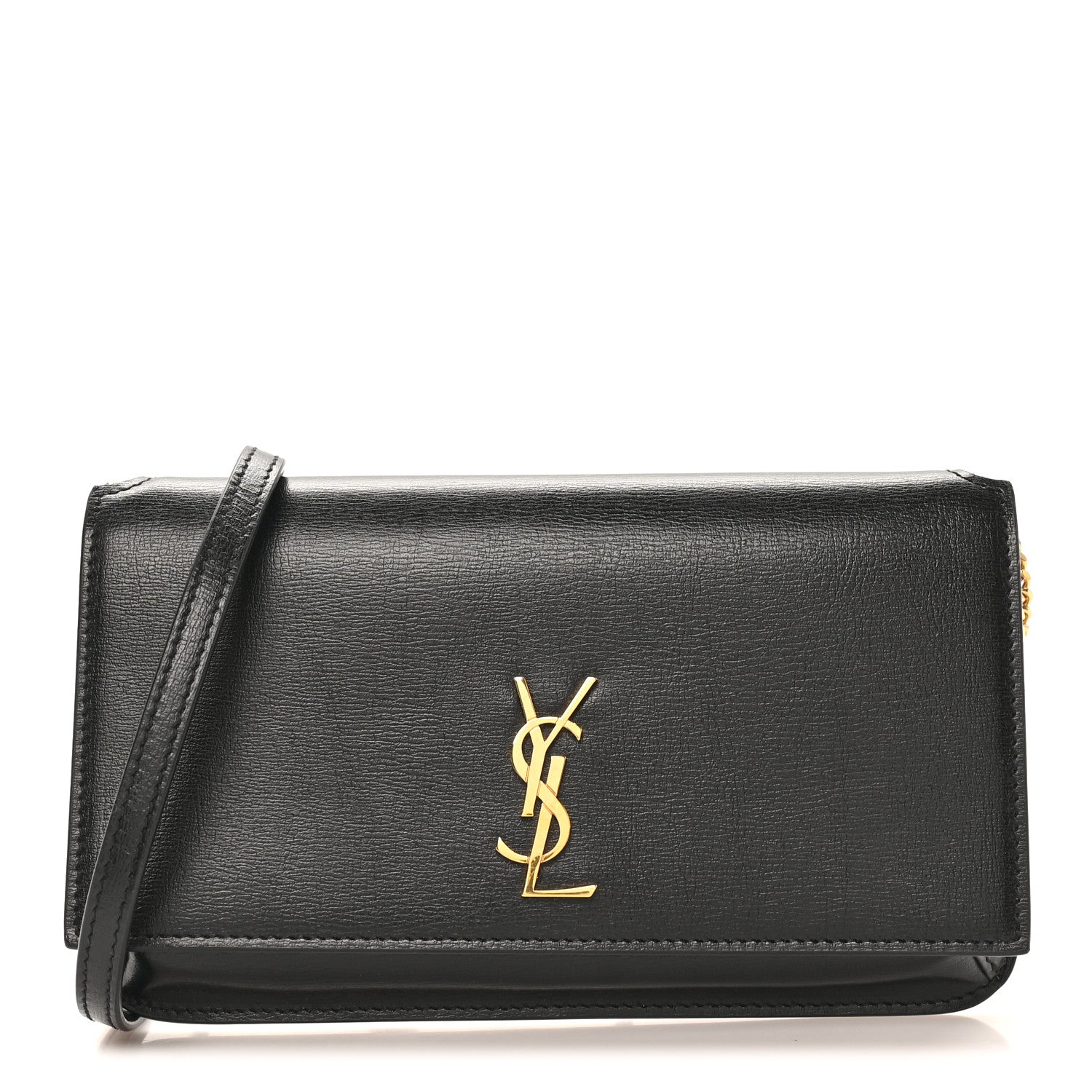 Grained Calfskin Monogram Phone Holder Crossbody Black