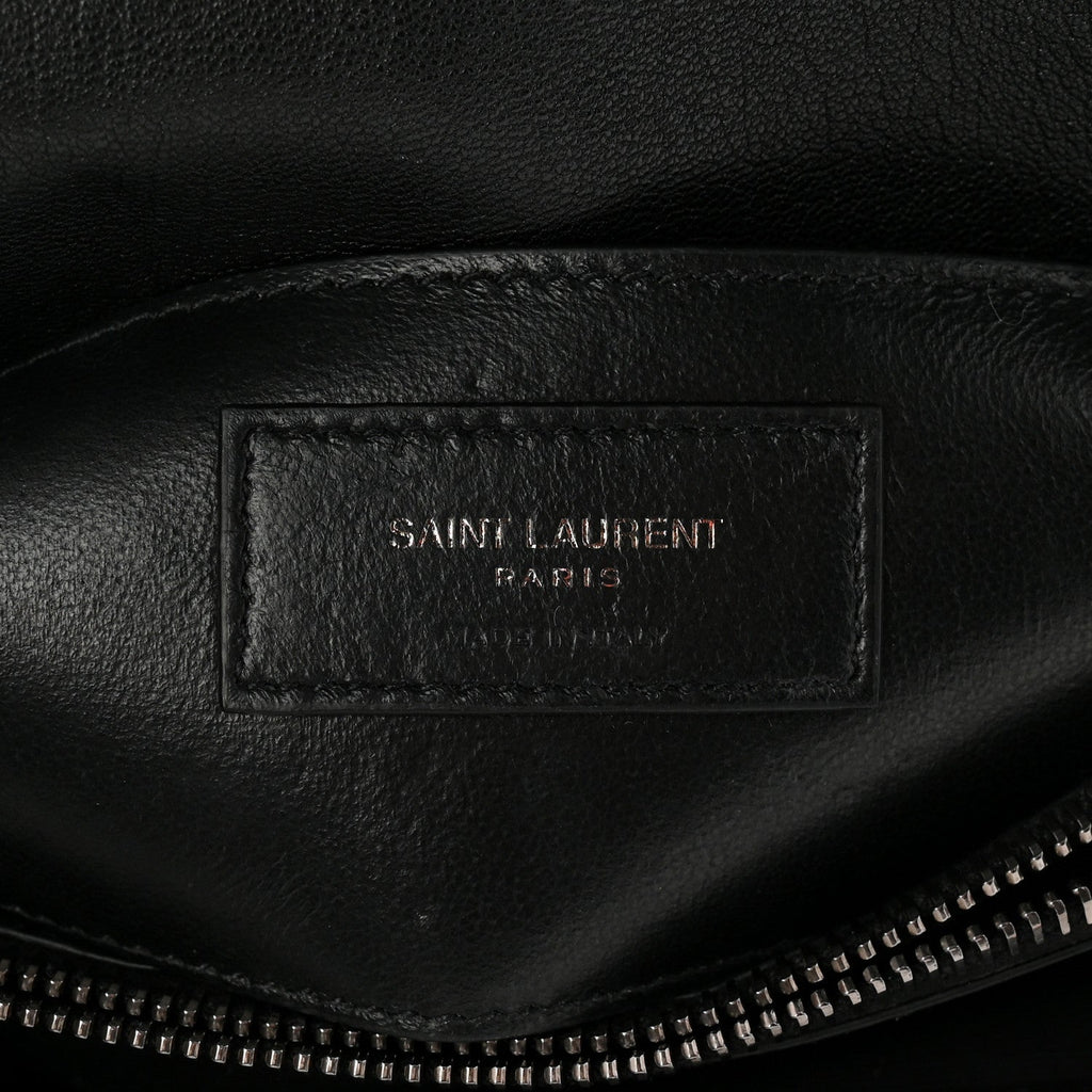 Sheepskin Matelasse Chevron Monogram Medium College Bag Black