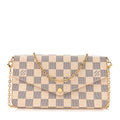 Damier Azur Pochette Felicie Chain Wallet Rose Ballerine
