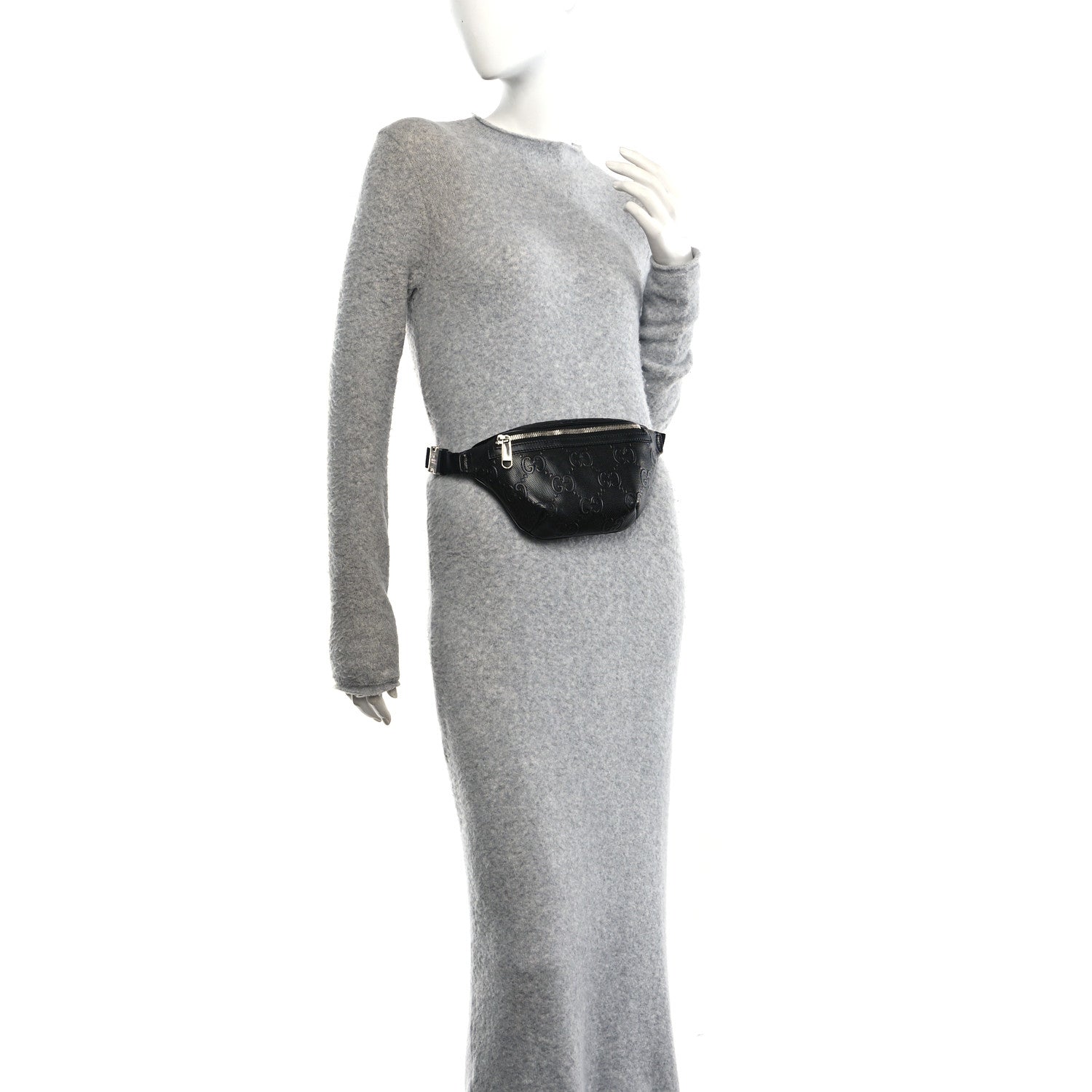 Calfskin GG Tennis Embossed Belt Bag Black