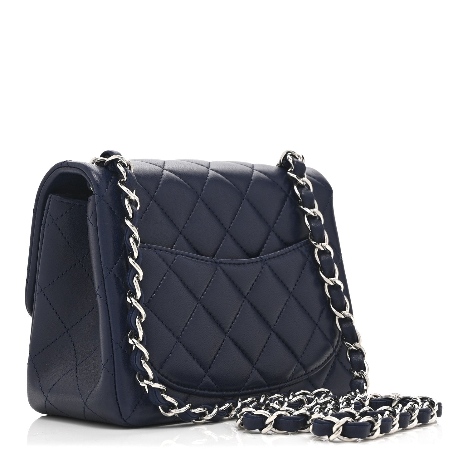 Lambskin Quilted Mini Square Flap Navy