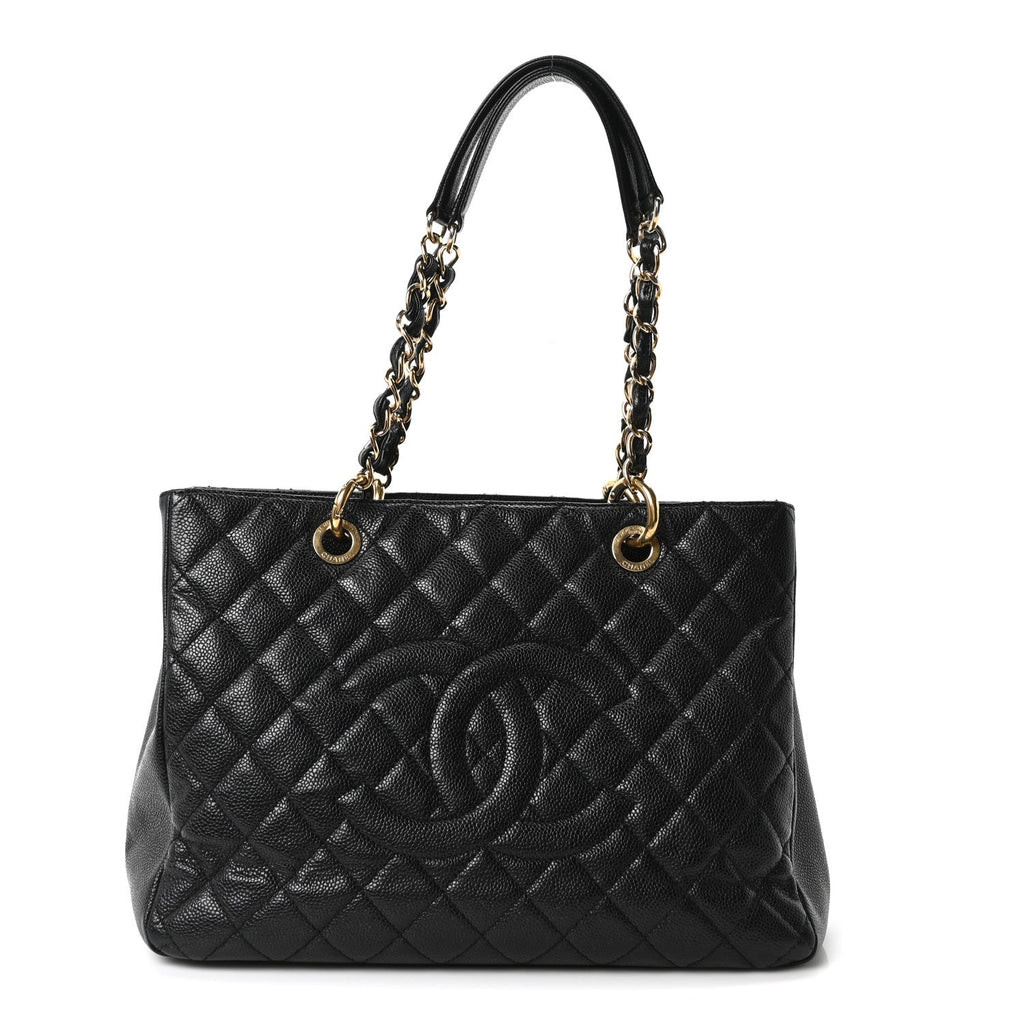 Caviar Quilted Grand Shopping Tote GST Black