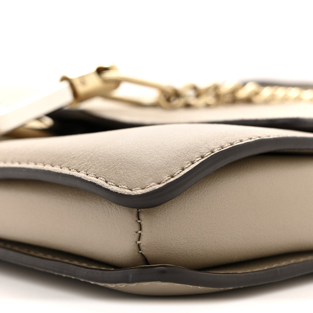 Suede Calfskin Small Faye Shoulder Bag Motty Grey