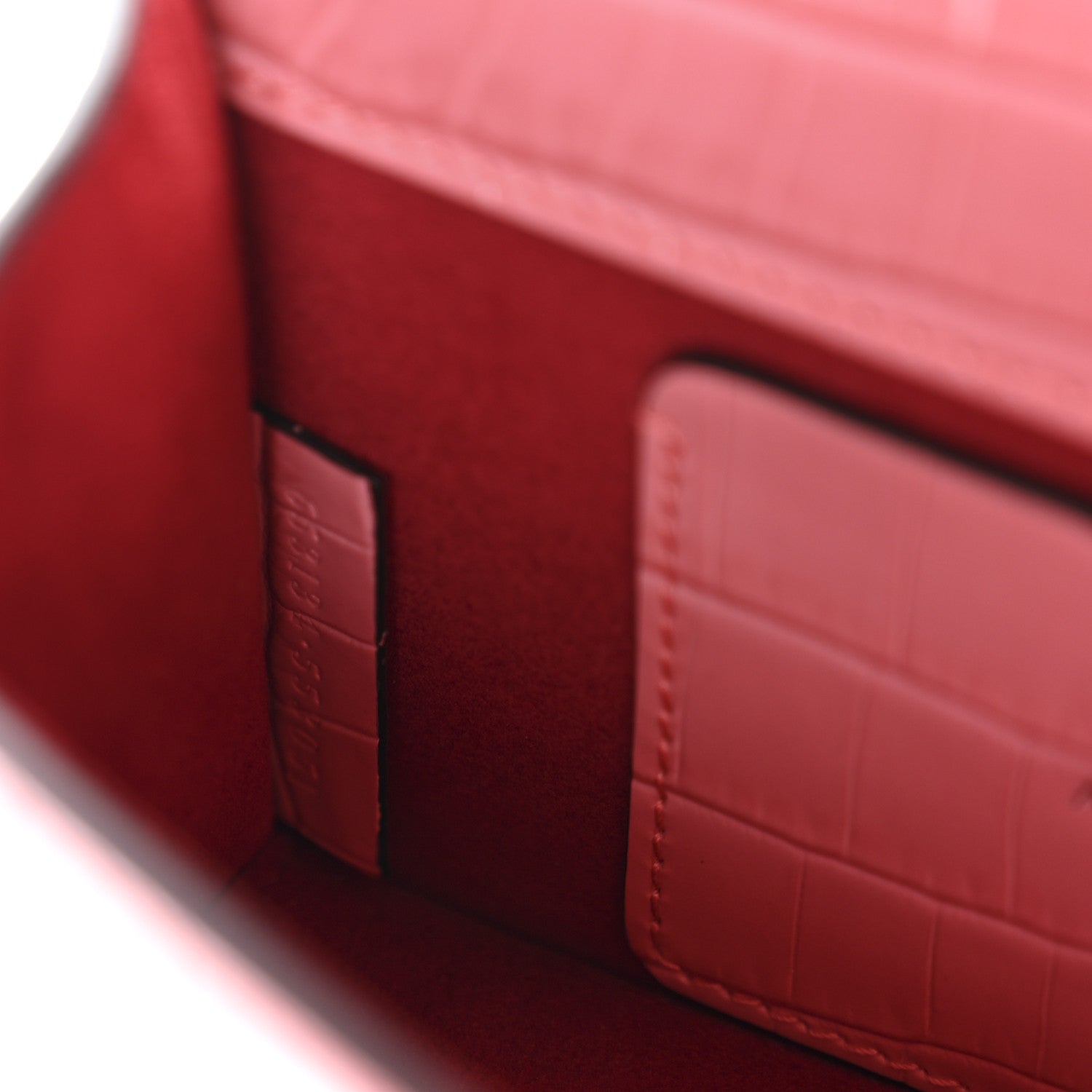 Calfskin Crocodile Embossed Mini Jeweled Knuckle Satchel Pink