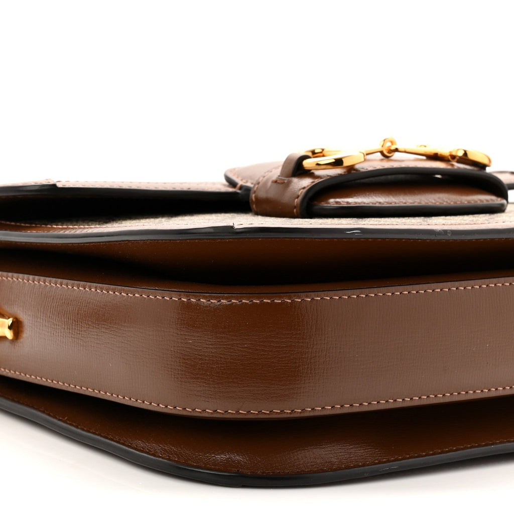 GG Supreme Monogram Horsebit 1955 Shoulder Bag Beige Brown Sugar