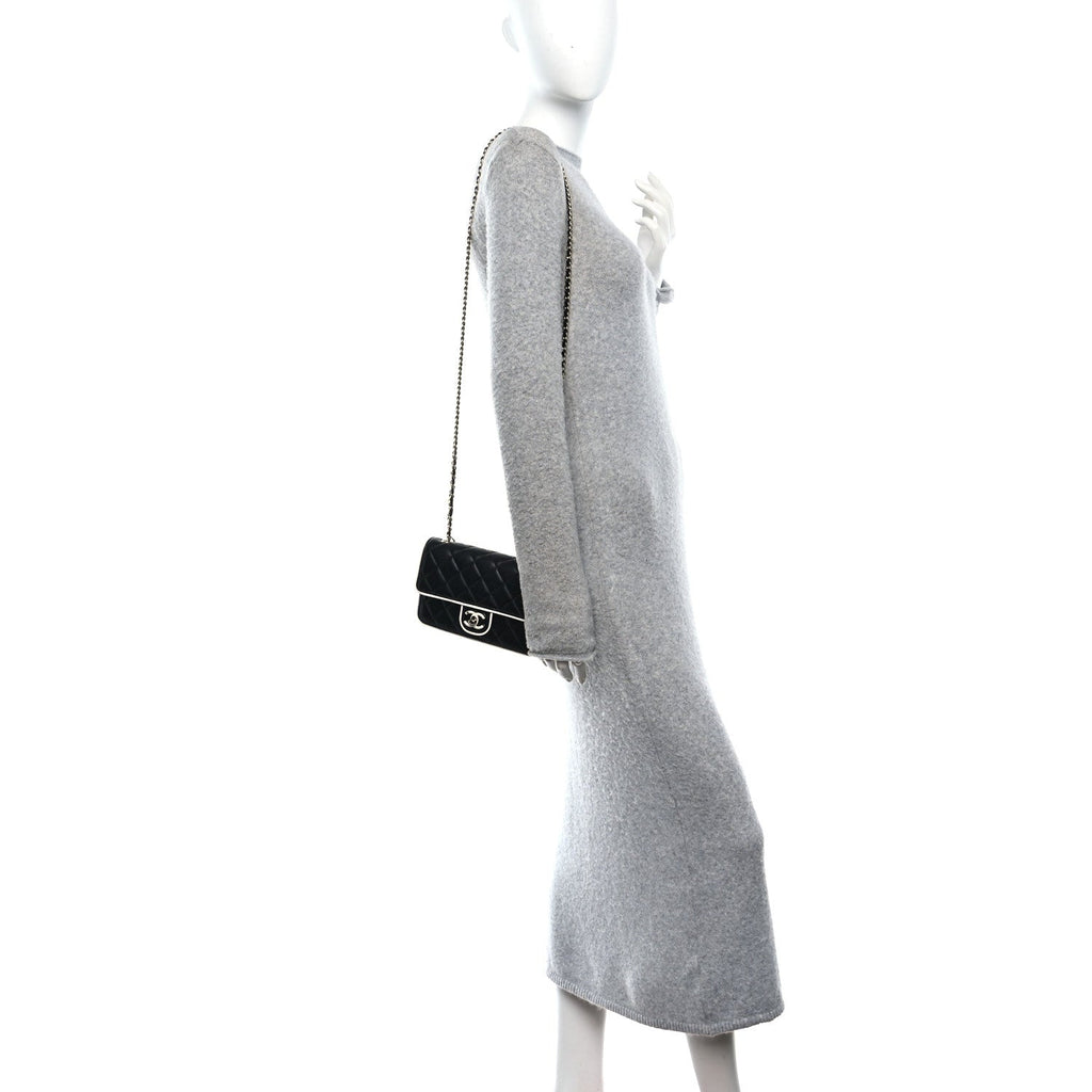 Lambskin Quilted Resin CC Mini Flap Bag Black White
