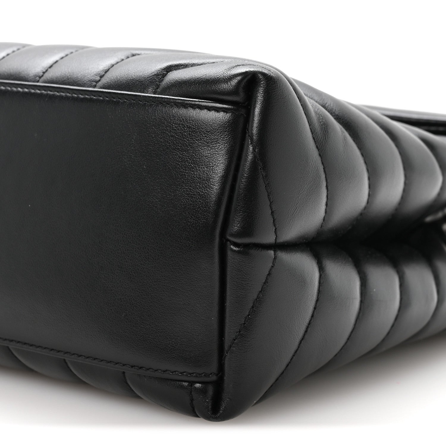 Calfskin Y Quilted Monogram Medium Loulou Chain Satchel Black
