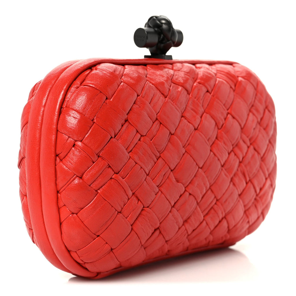 Nappa Intrecciato Knot Clutch Red