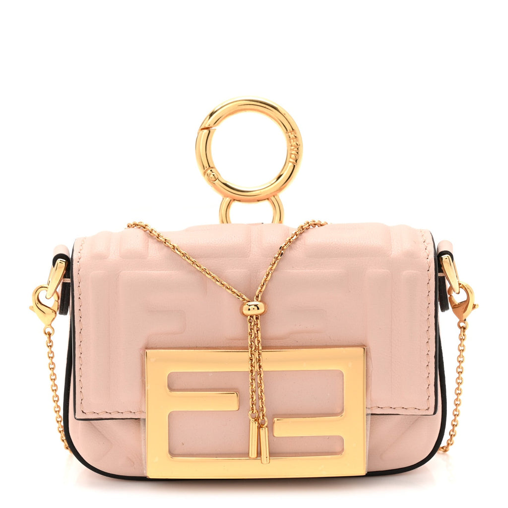 Nappa Matisse FF Embossed Nano Maxi Buckle Baguette Charm Rosa Quarzo