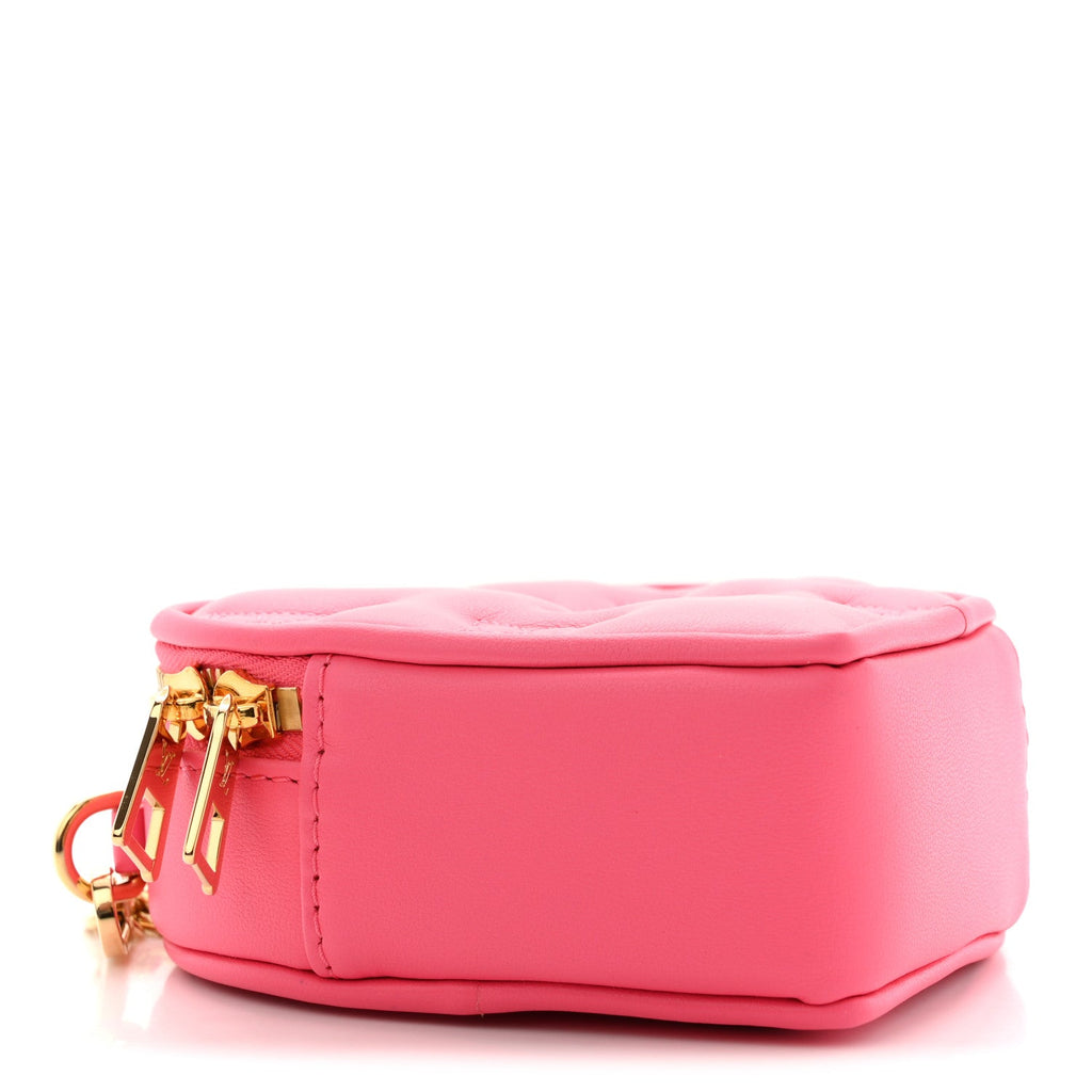 Calfskin Embroidered Monogram Pop My Heart Bag Pouch Dragon Fruit Pink